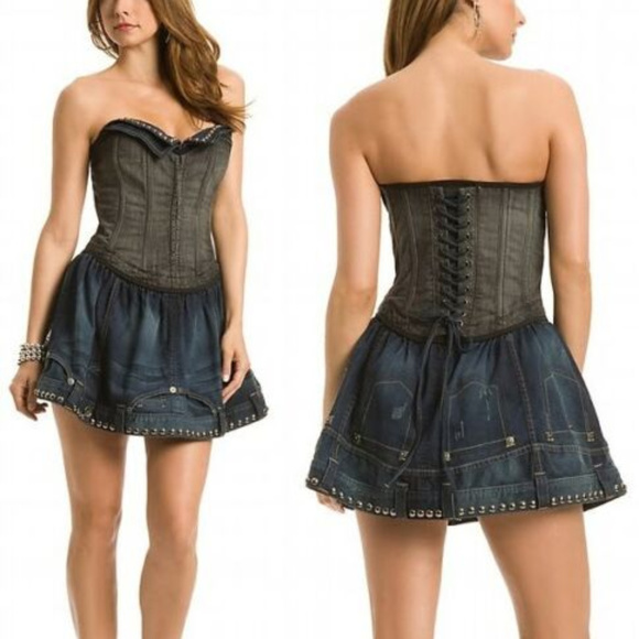 💋 GUESS PREMIUM JEANS NATAZHA DENIM DRESS9 limited edition RARE 💋